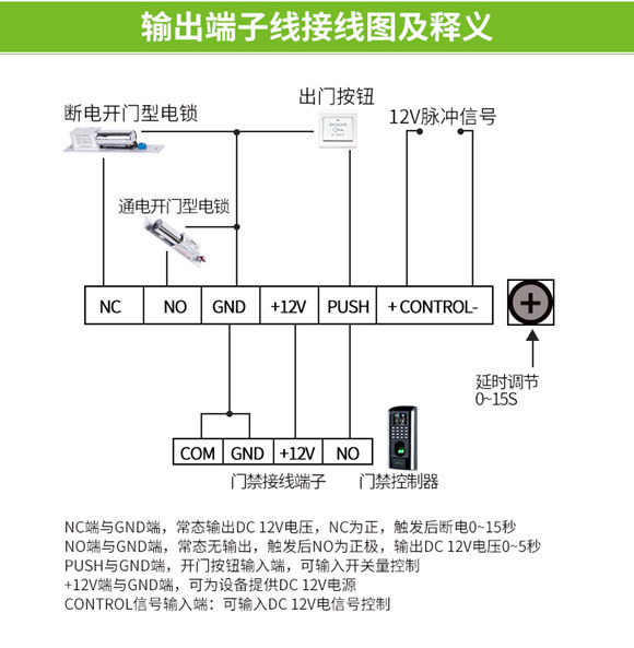 ZKTeco/熵基科技 AP105 門禁電源 門禁接線圖